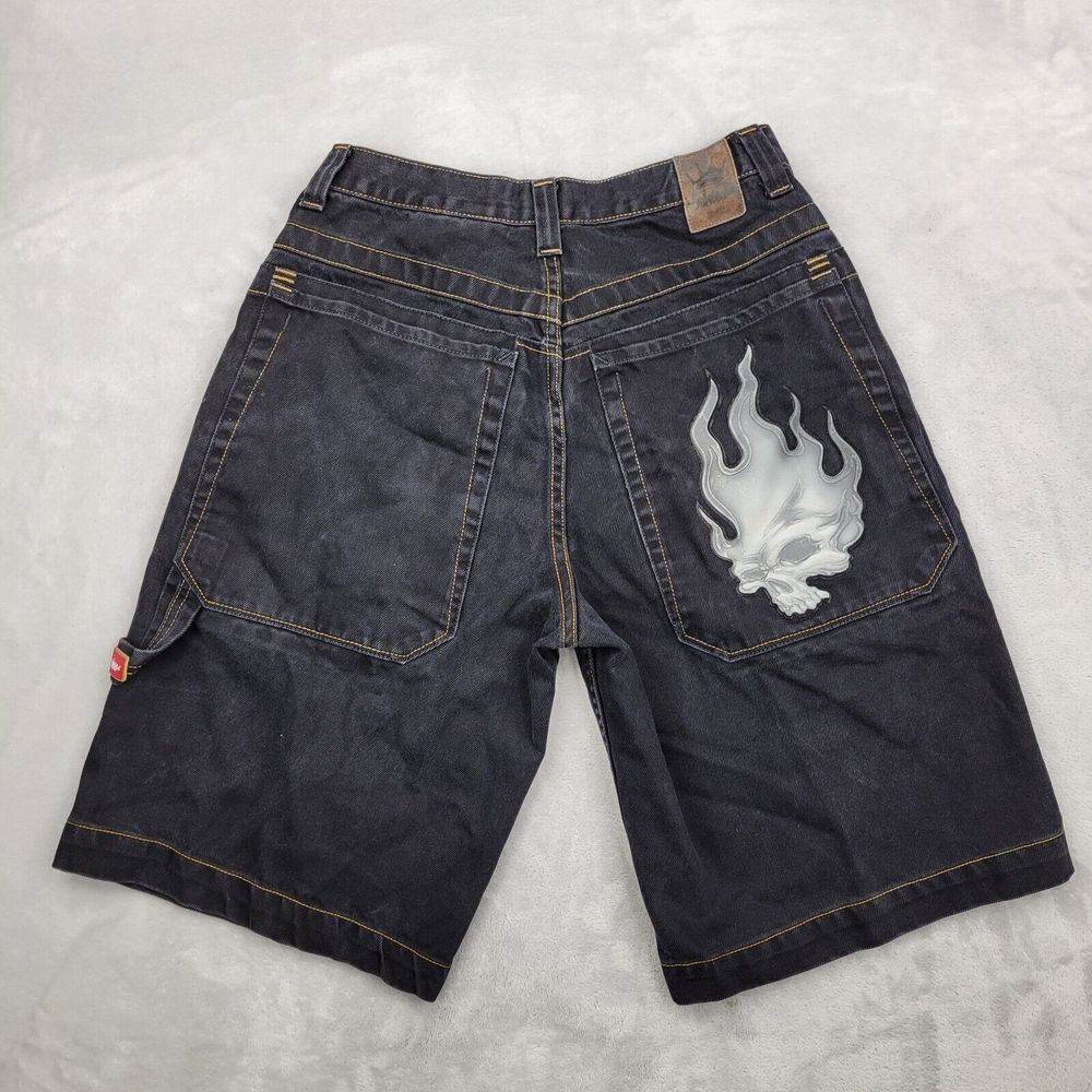 Vintage JNCO Jeans Shorts Mens 30‎ Baggy Pants Y2K 90s Skate Pipe Flaming Skull